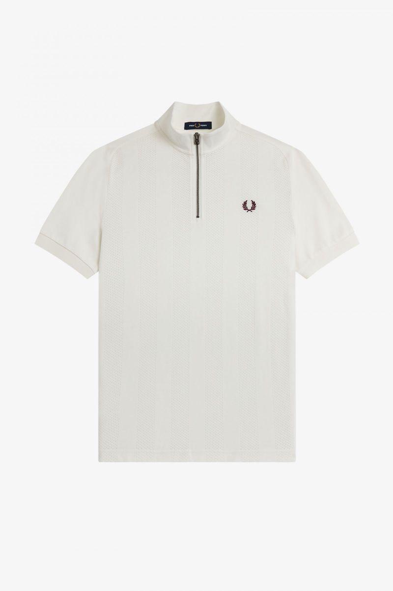 White Fred Perry Zip Neck Raglan Sleeve Polo Men's Shirts | PH 1550MQZA